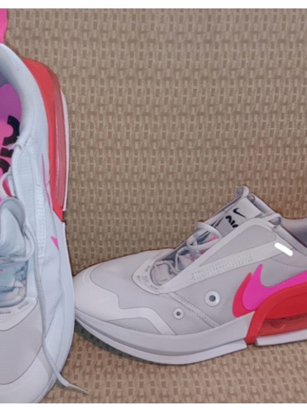 Nike Air Max Up Grey Shoes with Pink & Crimson Accents